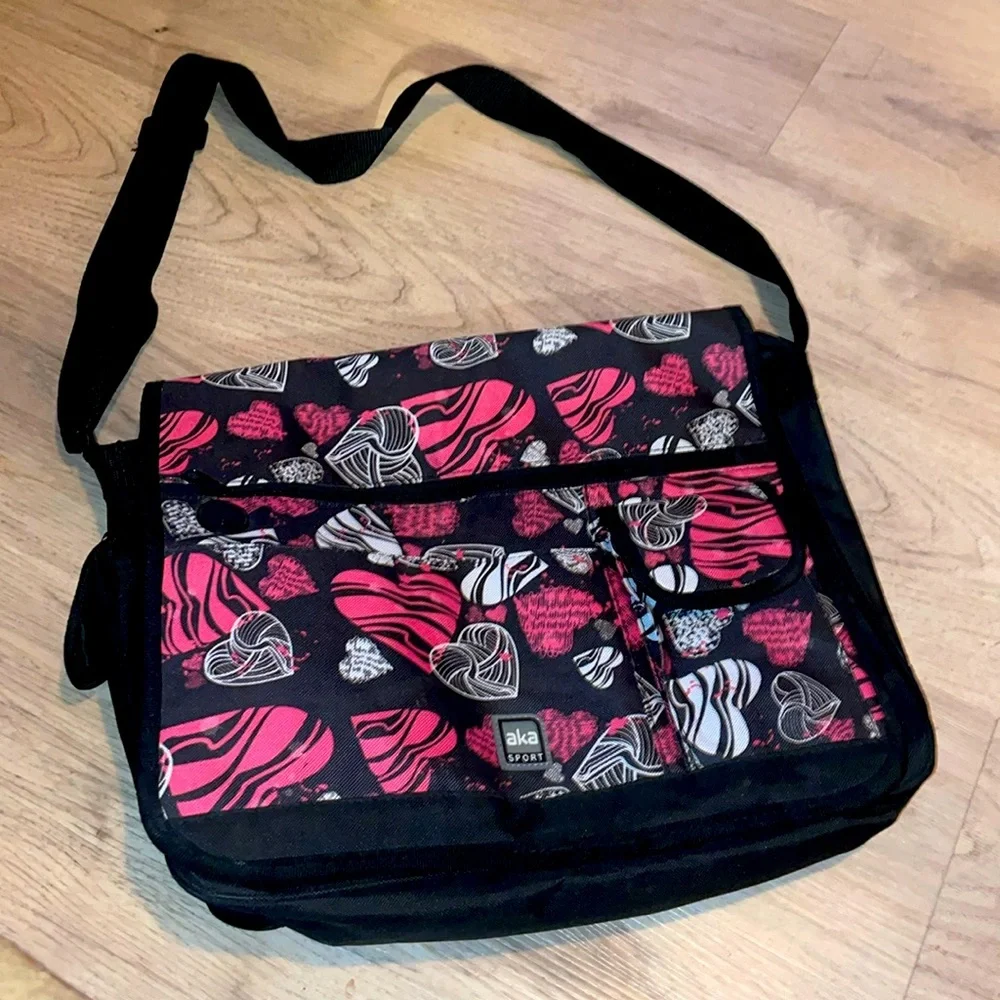 Vintage laptop bag AKA sport hearts satchel bag
